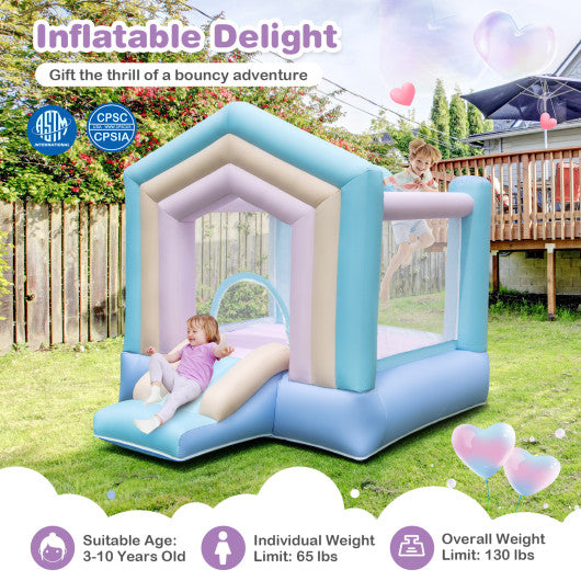 Kids Bounce House with Slide and Basketball Rim Bouncy Castle for Party without Blower