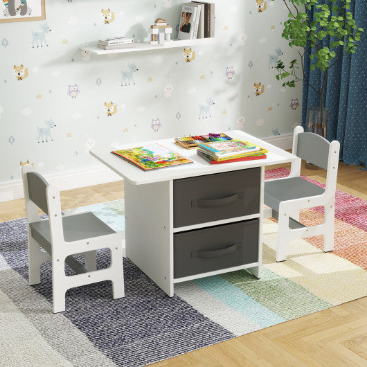 Kids Table and 2 Chairs Set Removable Storage Drawers