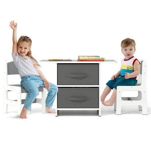 Kids Table and 2 Chairs Set Removable Storage Drawers