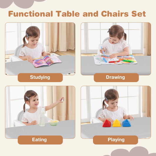 Kids Table and Chair Set with Building Blocks-Gray