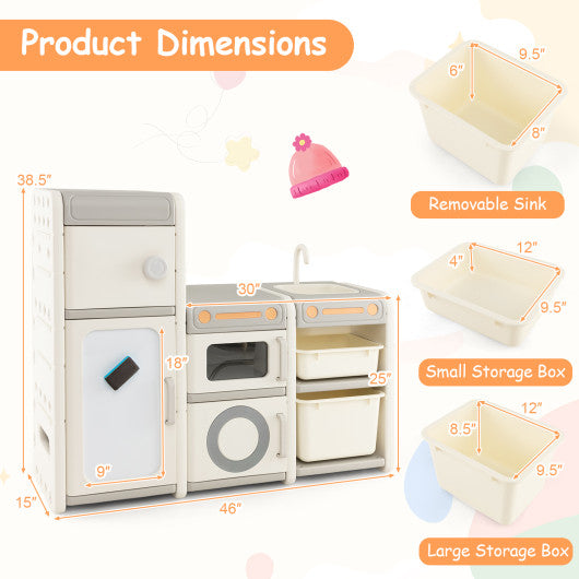 Multipurpose Toy Chest and Bookshelf with Magnetic Whiteboard-Gray