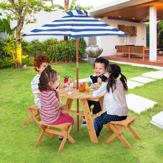 Kids Wooden Table Set for Children Aged 3+ Years-Natural