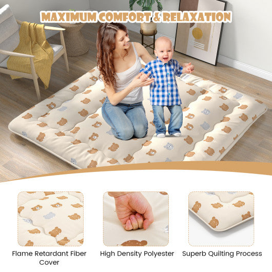 Foldable Futon Mattress with Washable Cover and Carry Bag for Camping-King Size