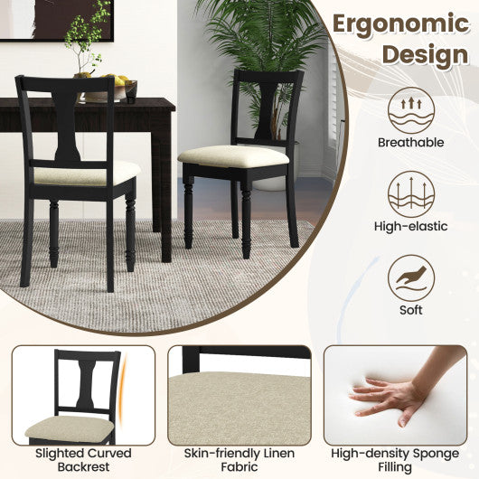 Kitchen Dining Chair with Linen Fabric and Storage Space-Black