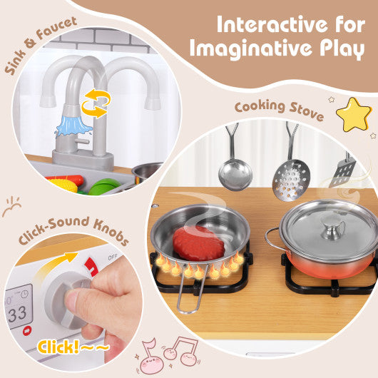 Toddler Pretend Play Kitchen Toy with Stove for 3+ Boys and Girls-White