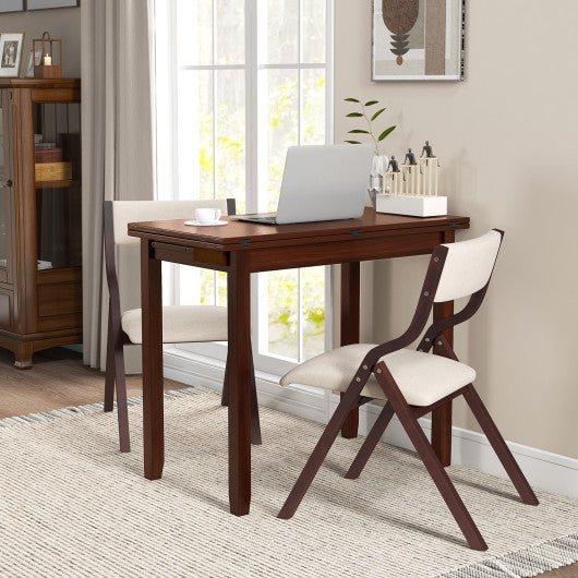Kitchen Table Set for 2 Expandable Dining Table with 2 Upholstered Folding Chairs