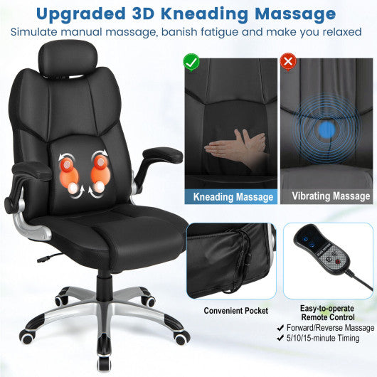 Kneading Massage Office Chair with Adjustable Headrest-Black