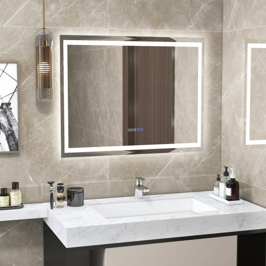 LED Bathroom Mirror Wall Mounted Rectangle Mirror with 3-Color Dimmable Lights-M