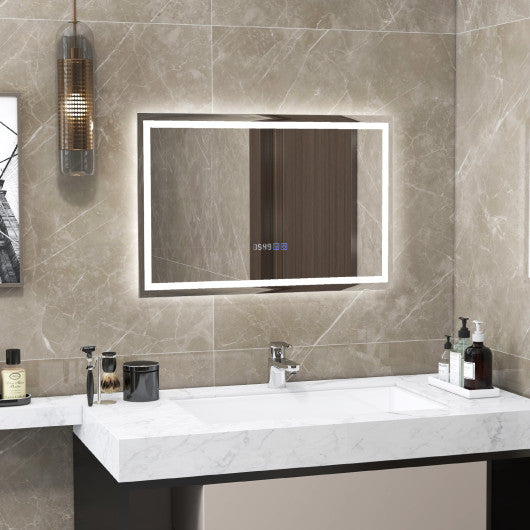 LED Bathroom Mirror Wall Mounted Rectangle Mirror with 3-Color Dimmable Lights-S