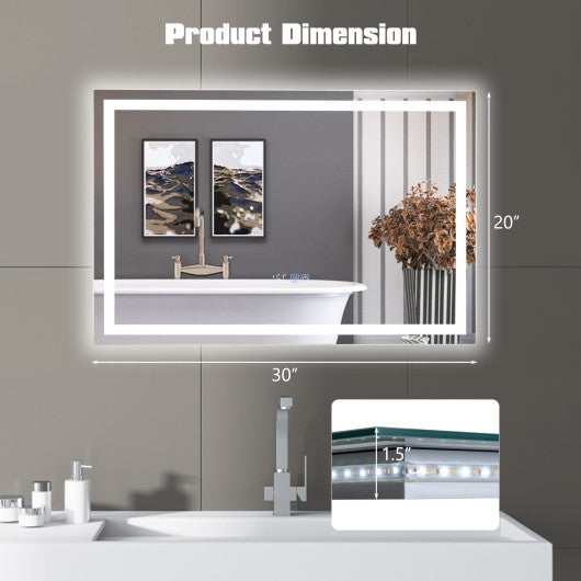 LED Bathroom Mirror Wall Mounted Rectangle Mirror with 3-Color Dimmable Lights-S