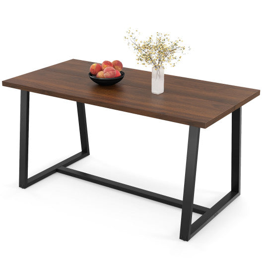 Large Dining Table with Heavy-duty Metal Frame and Anti-slip Foot Pads-Coffee