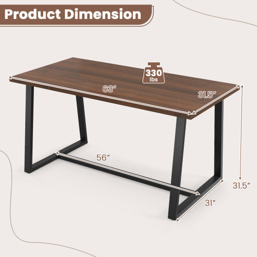 Large Dining Table with Heavy-duty Metal Frame and Anti-slip Foot Pads-Coffee
