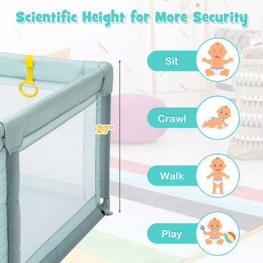 Large Infant Baby Playpen Safety Play Center Yard with 50 Ocean Balls-Blue