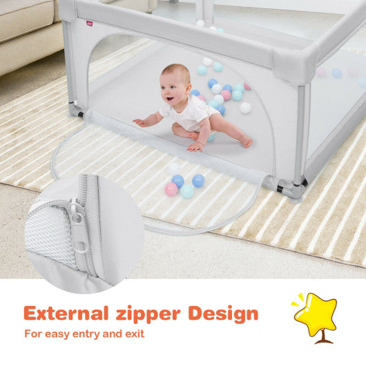 Large Safety Play Center Yard with 50 Balls for Baby Infant-Gray