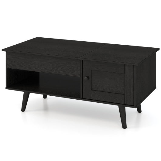 Lift Top Coffee Table with Storage and Hidden Compartment-Black