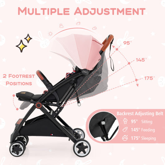 Lightweight Aluminium Frame Baby Stroller with Net-Pink