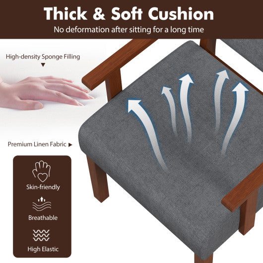 Linen Accent Chair Living Room Chair with Soft Padded Seat and Backrest-Gray