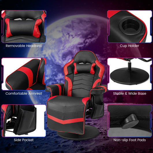 Massage Video Gaming Recliner Chair with Adjustable Height-Red