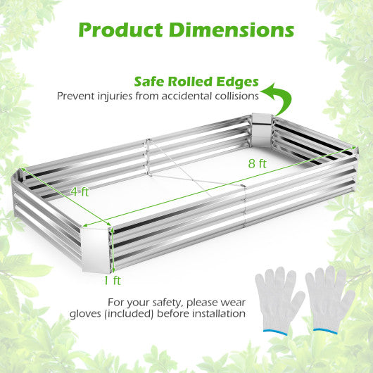 Metal Galvanized Raised Garden Bed with Open-Ended Base-8 x 4 ft