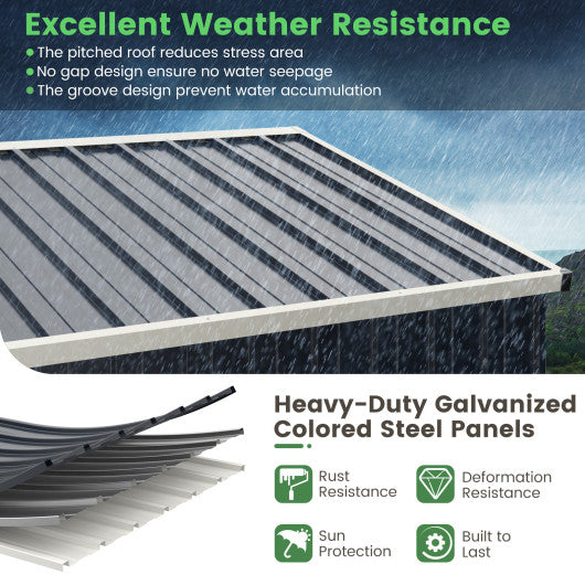 7.5 x 6.3 FT Metal Outdoor Storage Shed with Lockable Door-Gray