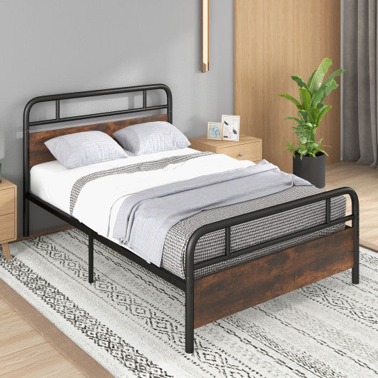 Twin/Full/Queen Size Bed Frame with Industrial Headboard-Full Size
