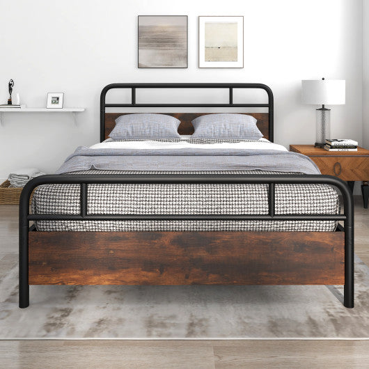 Twin/Full/Queen Size Bed Frame with Industrial Headboard-Queen Size