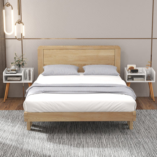 Mid Century Modern Nightstand with Open Shelves-White