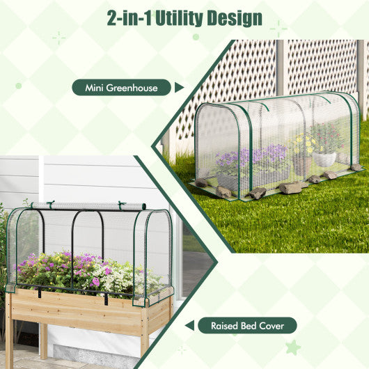 Mini Tunnel Greenhouse with Roll-up Zipper Door-White