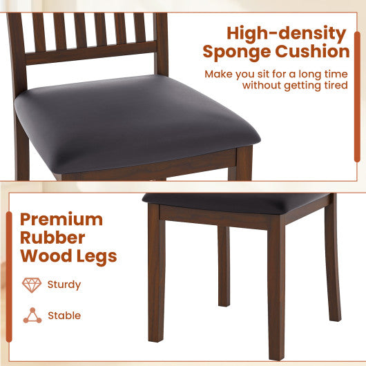 Upholstered Modern Dining Chair Set of 2 with Slanted High Backrest-Brown