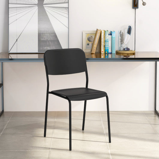 Modern Dining Chairs Set of 4 with Tilted Backrest and Sturdy Metal Legs-Black