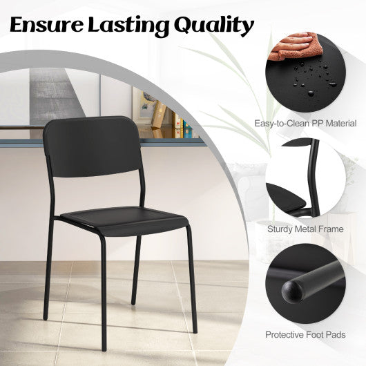 Modern Dining Chairs Set of 4 with Tilted Backrest and Sturdy Metal Legs-Black