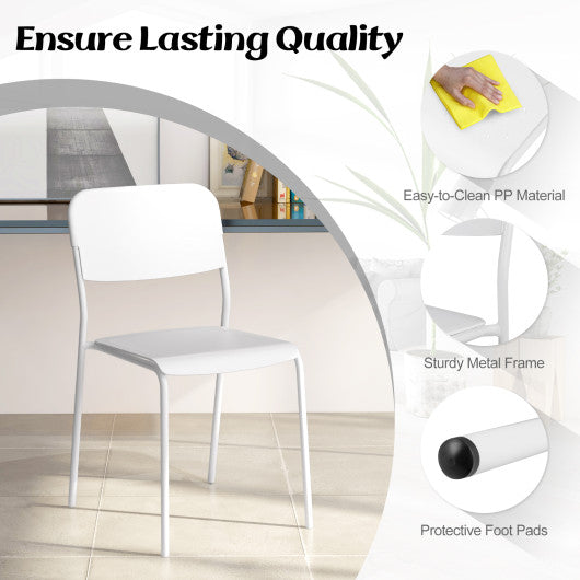 Modern Dining Chairs Set of 4 with Tilted Backrest and Sturdy Metal Legs-White