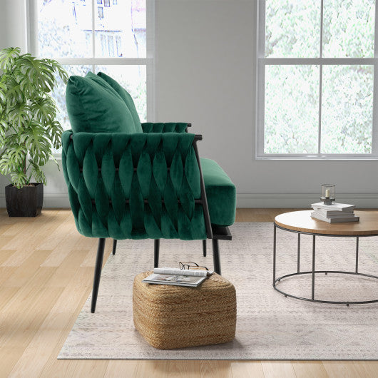 Modern Loveseat Sofa Upholstered Dutch Velvet Sofa Couch-Green