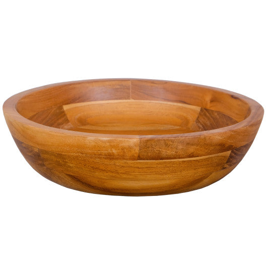 16 Inch Teak Wood Washbasin with Drainage Hole and Rounded Corners