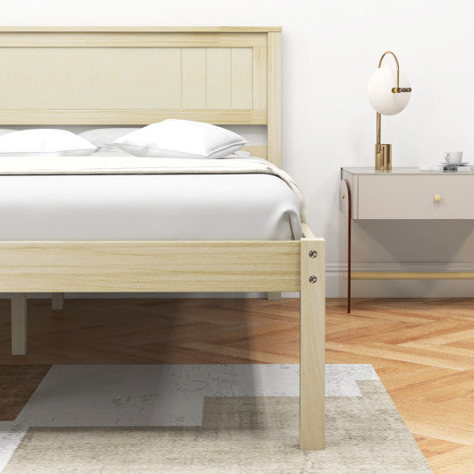 Twin/Full/Queen Size Wooden Bed Frame with Headboard and Slat Support-Full Size