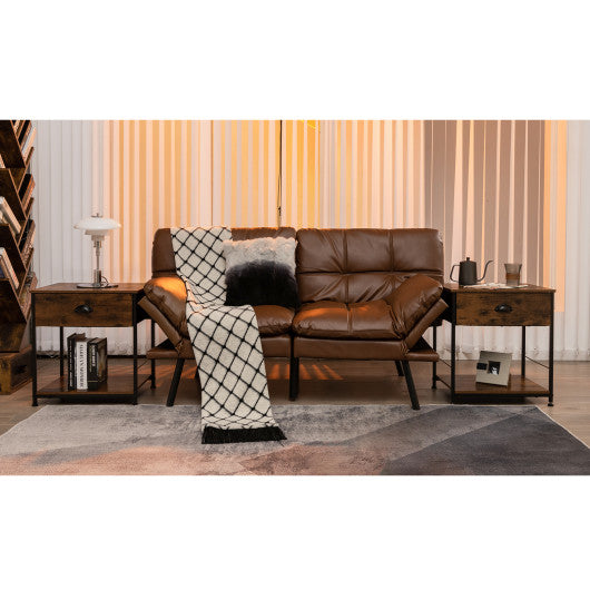 2 Tiers Nightstand with Open Storage Shelf for Living Room Bedroom-1 Piece