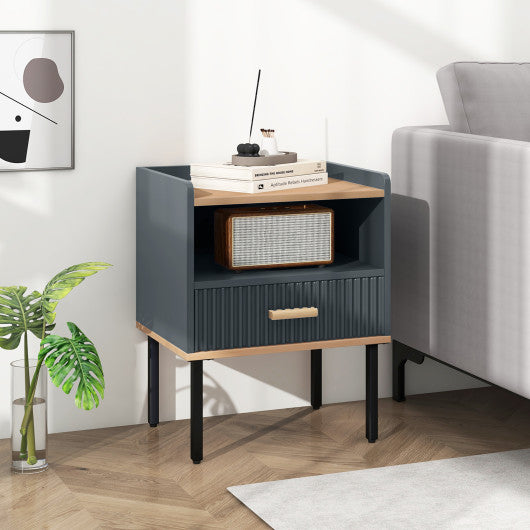 Nightstand Bedside End Table with Drawer and Shelf for Living Room Bedroom-Set of 2