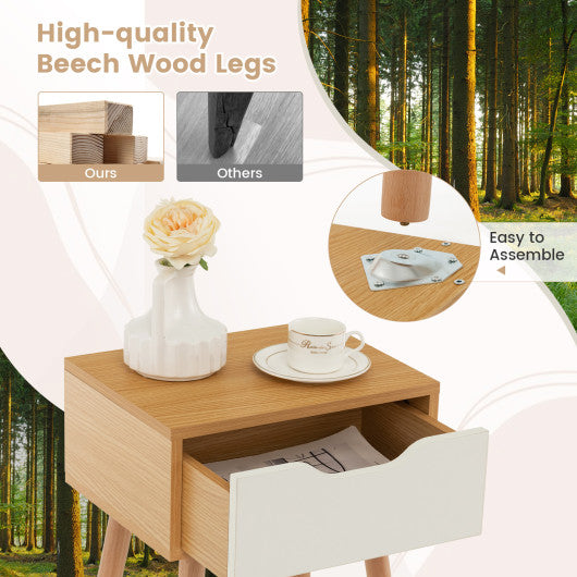 Set of 1/2 Modern Nightstand with Storage Drawer for Bedroom Living Room-1 Piece