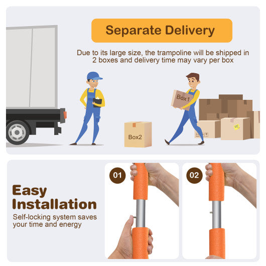 8 Feet Outdoor Unique Flower Shape Trampoline with Enclosure Net-Orange