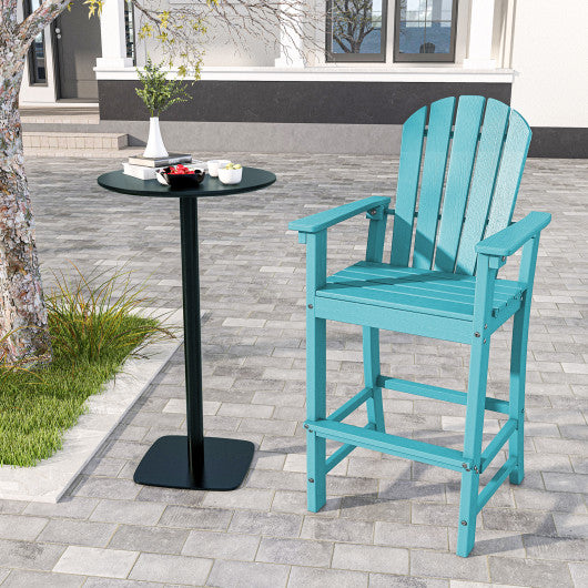 30 Inches Counter Height Outdoor HDPE Bar Stool with Armrests and Footrest-Turquoise