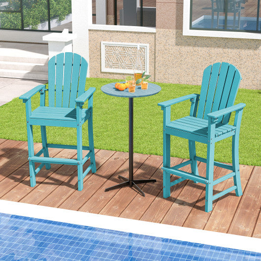 30 Inches Counter Height Outdoor HDPE Bar Stool with Armrests and Footrest-Turquoise