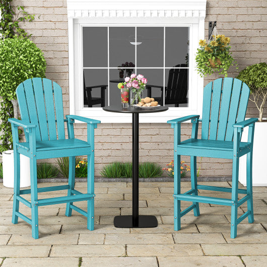 30 Inches Counter Height Outdoor HDPE Bar Stool with Armrests and Footrest-Turquoise