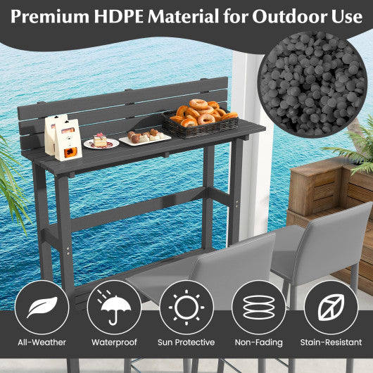 48 Inch Patio Pub Height Table with Storage Shelf and Adjustable Foot Pads-Gray