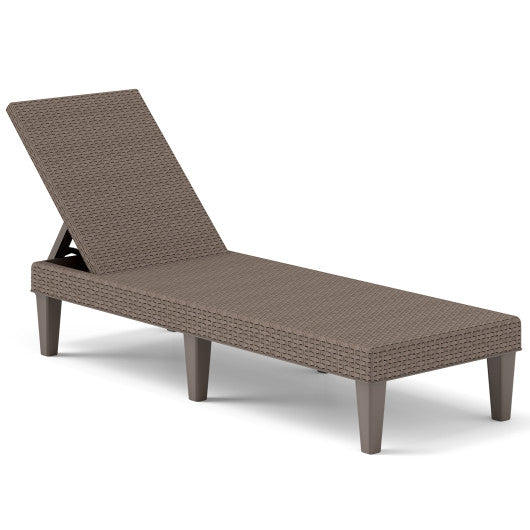 Outdoor Chaise Lounger Chair with Waterproof Rattan Textured PP Surface and 330 lbs Capacity-Brown