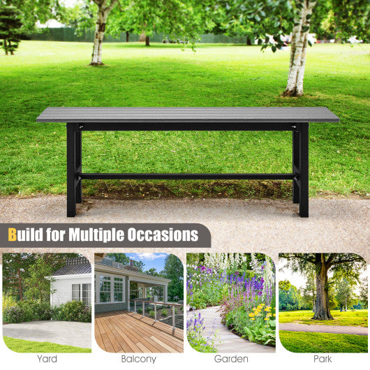 47 Inch Outdoor Chair with Slatted Seat Plastic Coated Iron Frame-Gray