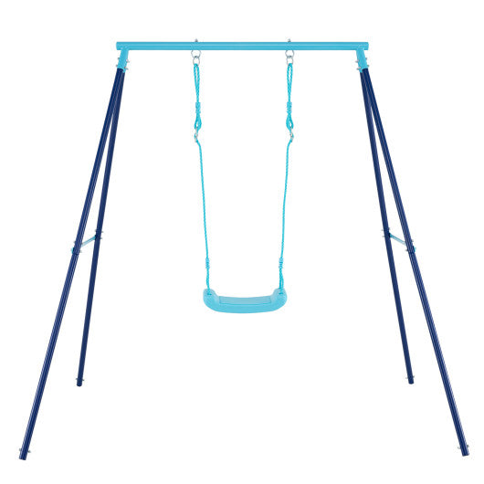 Outdoor Heavy Duty Metal Toddler Swing Set with Stand-Blue