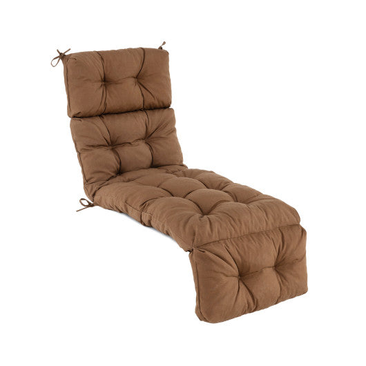 Outdoor Lounge Chaise Cushion with String Ties for Garden Poolside-Brown