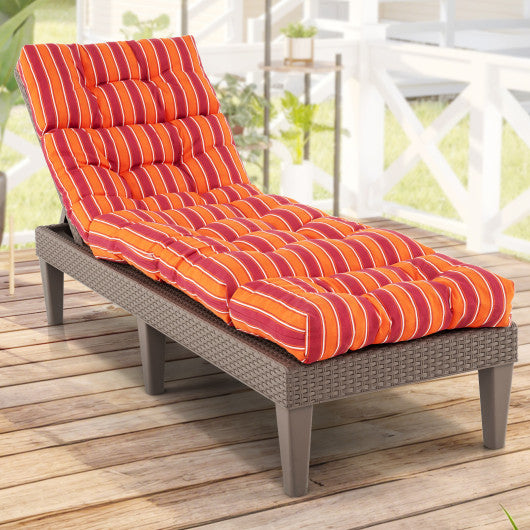 Outdoor Lounge Chaise Cushion with String Ties for Garden Poolside-Red