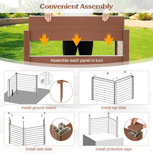 Outdoor PVC Air Conditioner Fence with 20 Inch Long Stakes-Brown