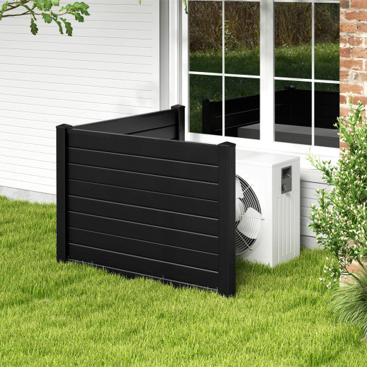 Outdoor PVC Air Conditioner Fence with 20 Inch Long Stakes-Black